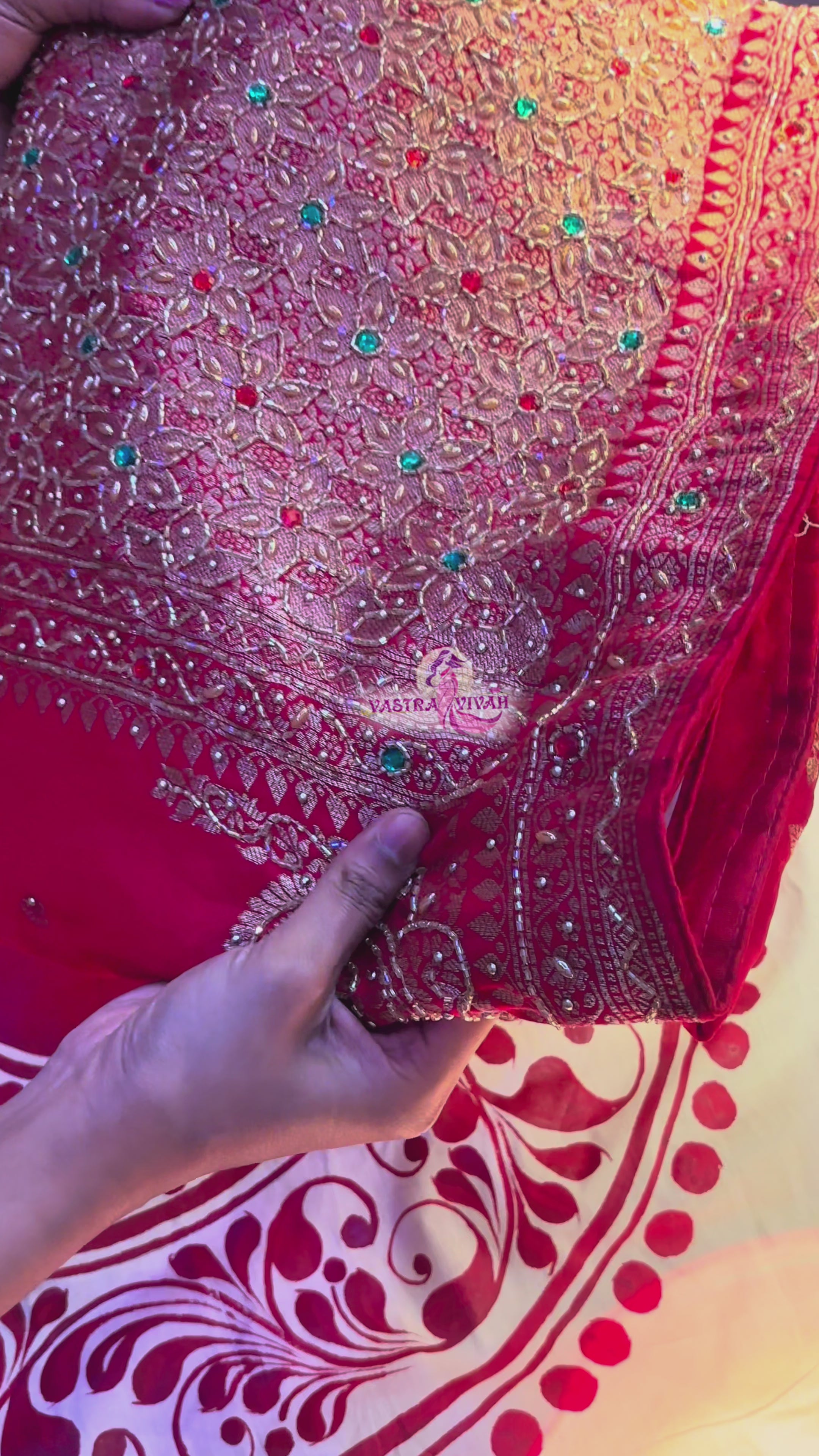 RED ORANGE DOLLA SILK SAREE
