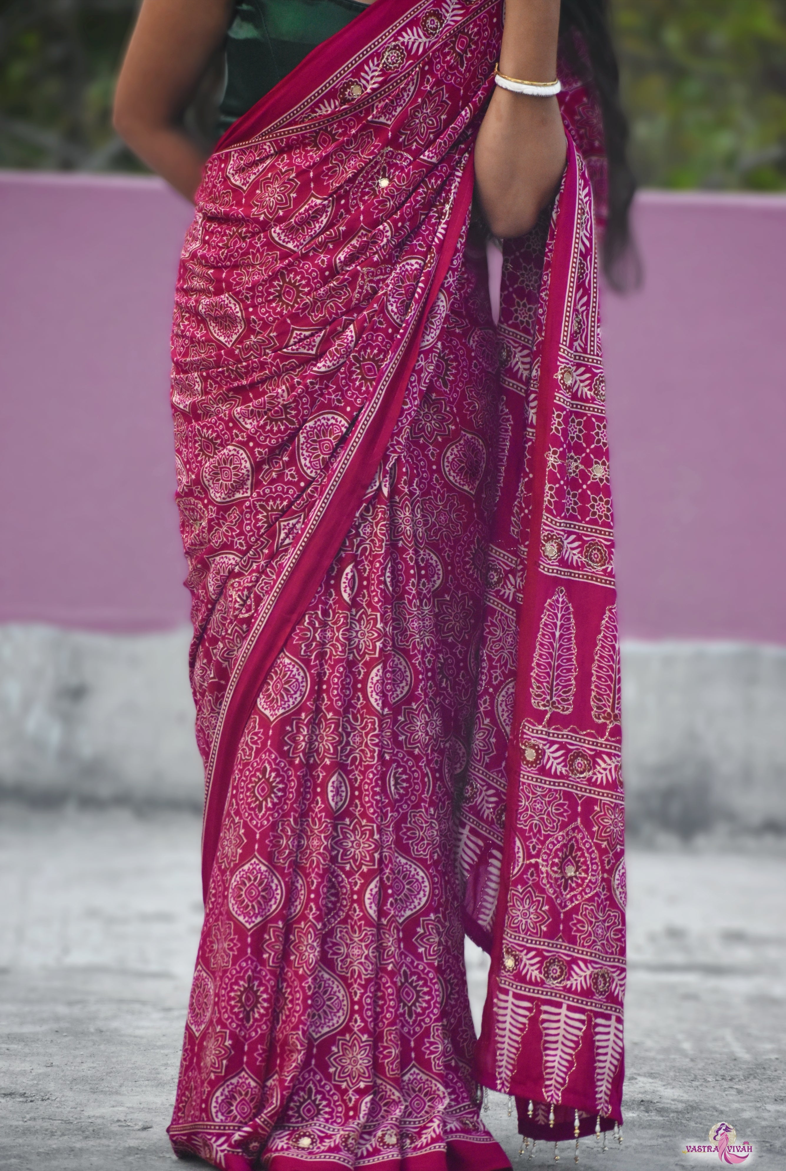PINK COTTON KALAMKARI SAREE