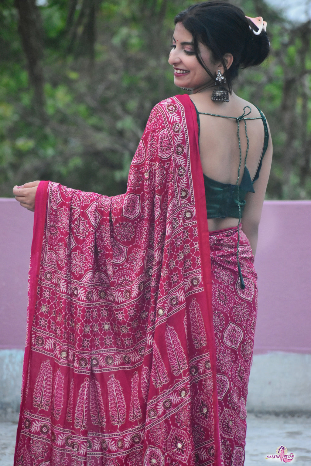 PINK COTTON KALAMKARI SAREE