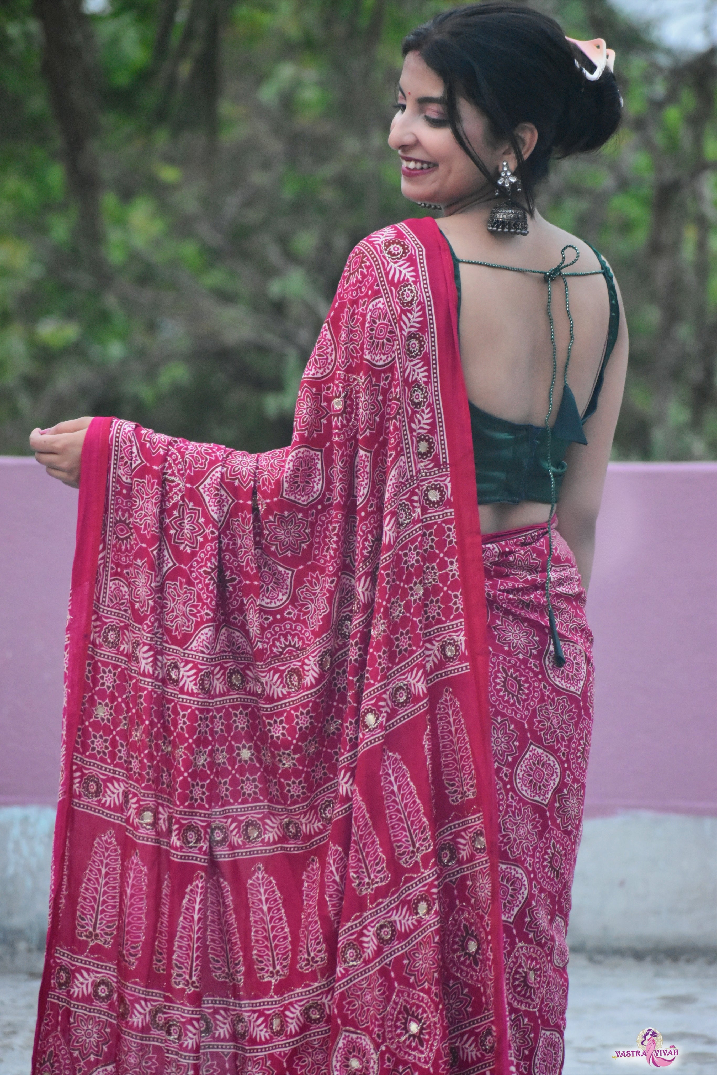 PINK COTTON KALAMKARI SAREE