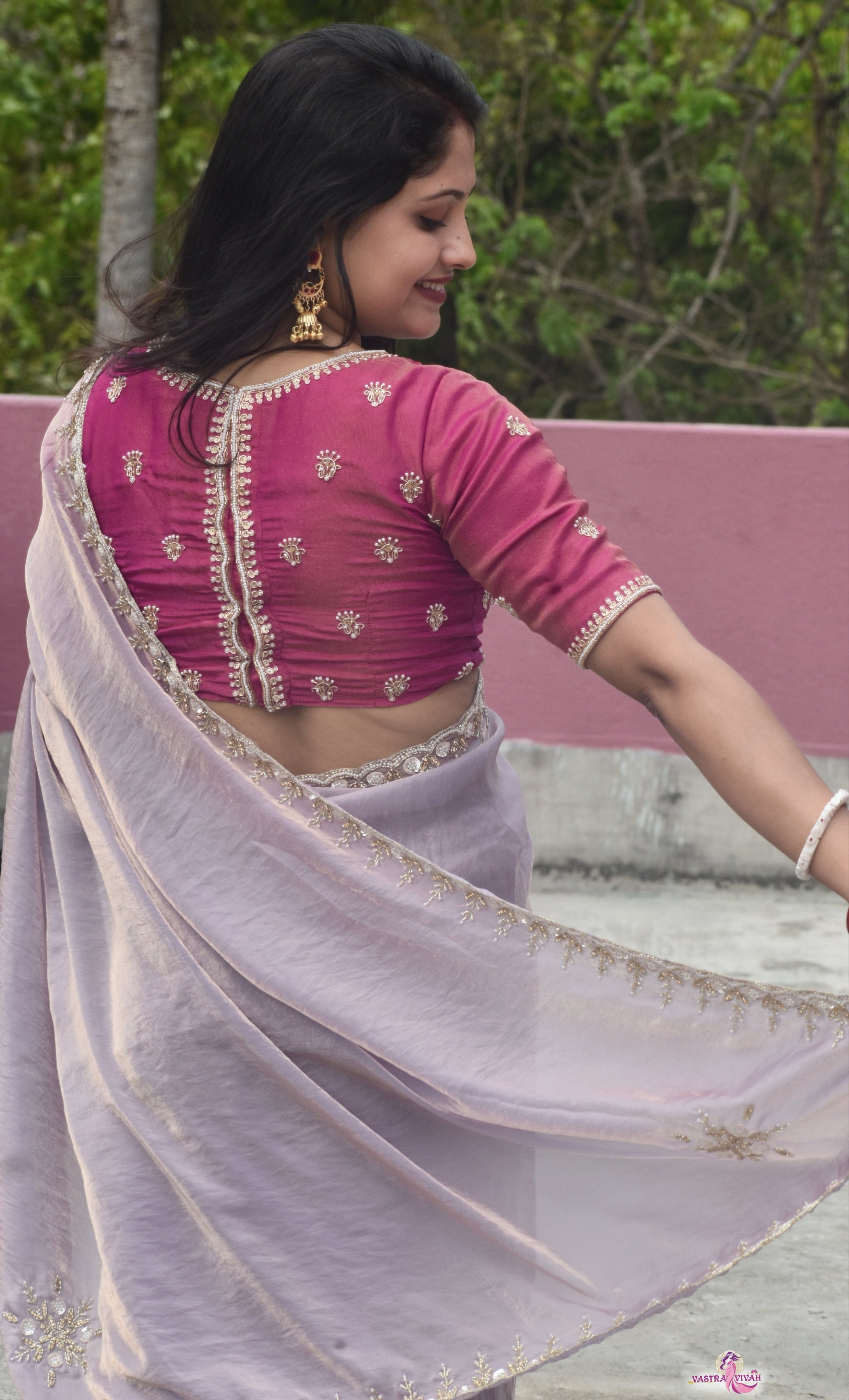 PINK ORGANZA SAREE
