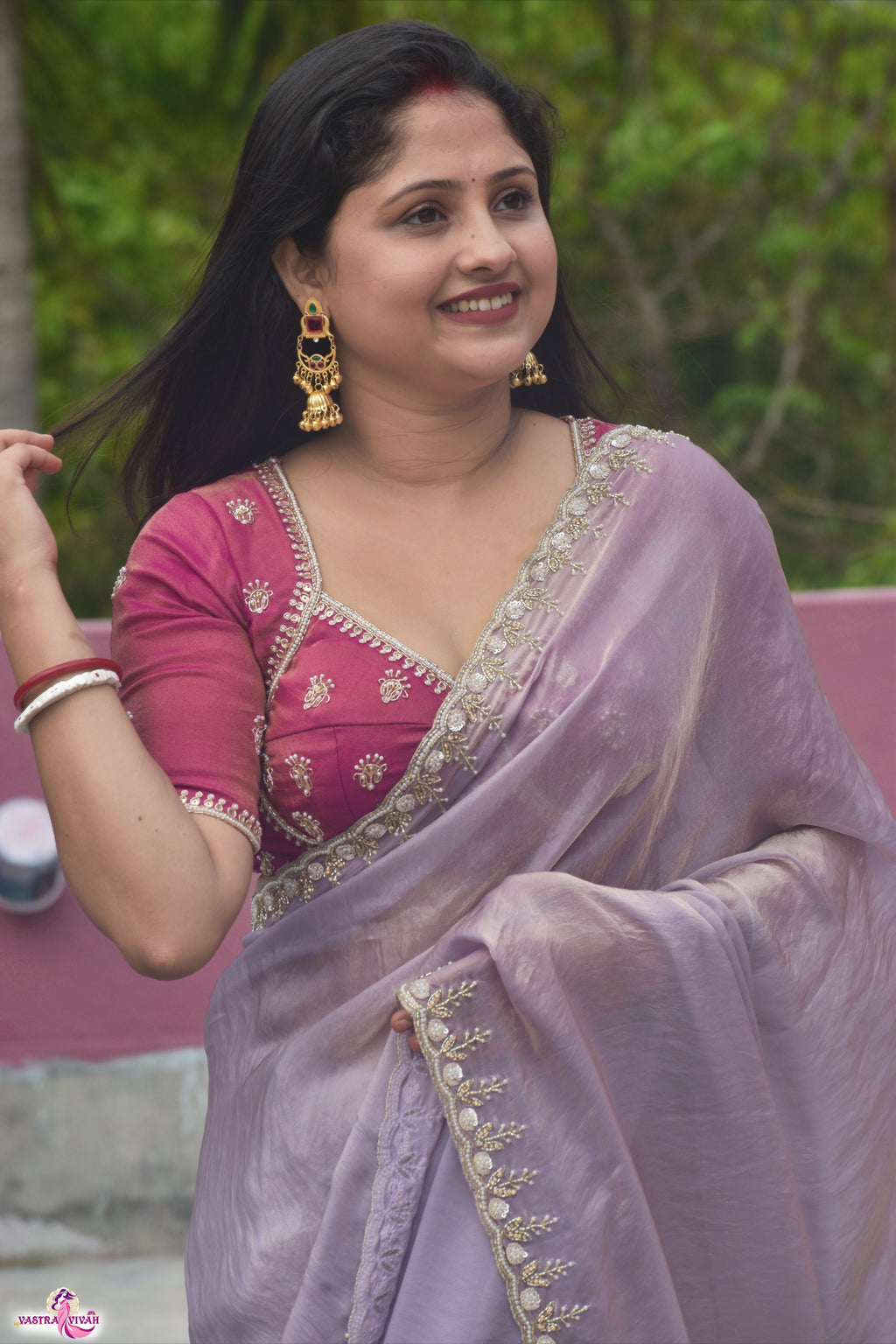 PINK ORGANZA SAREE