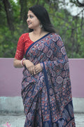 BLUE COTTON KALAMKARI SAREE
