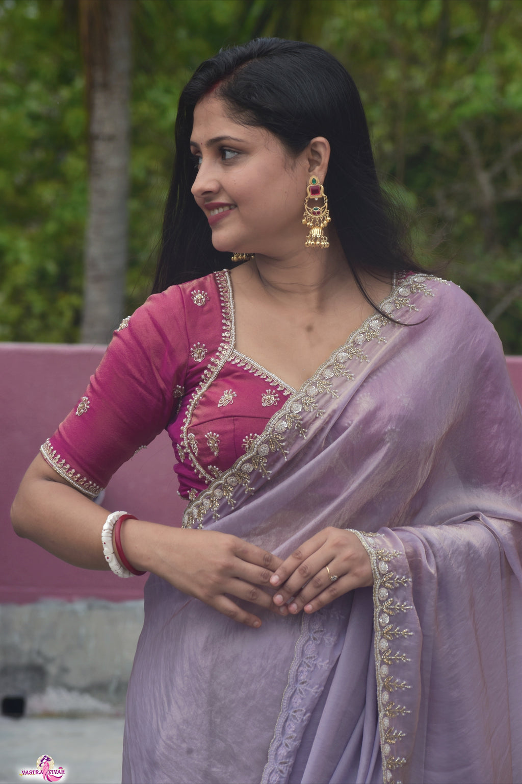 PINK ORGANZA SAREE