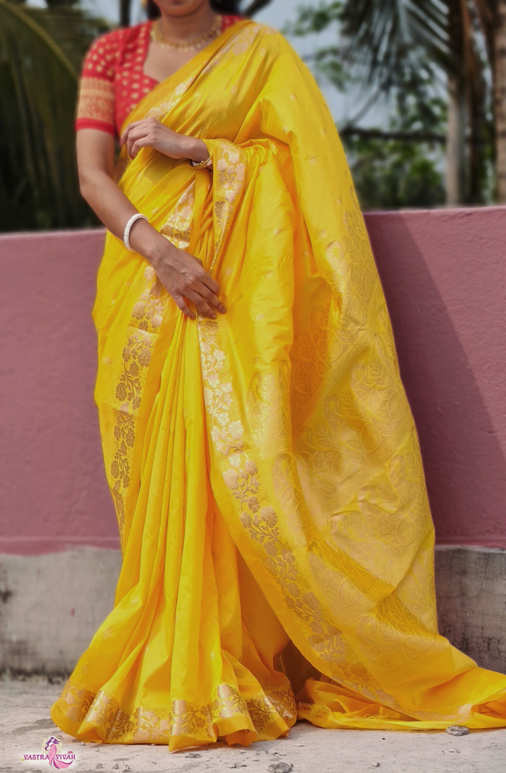 YELLOW SILK SAREE