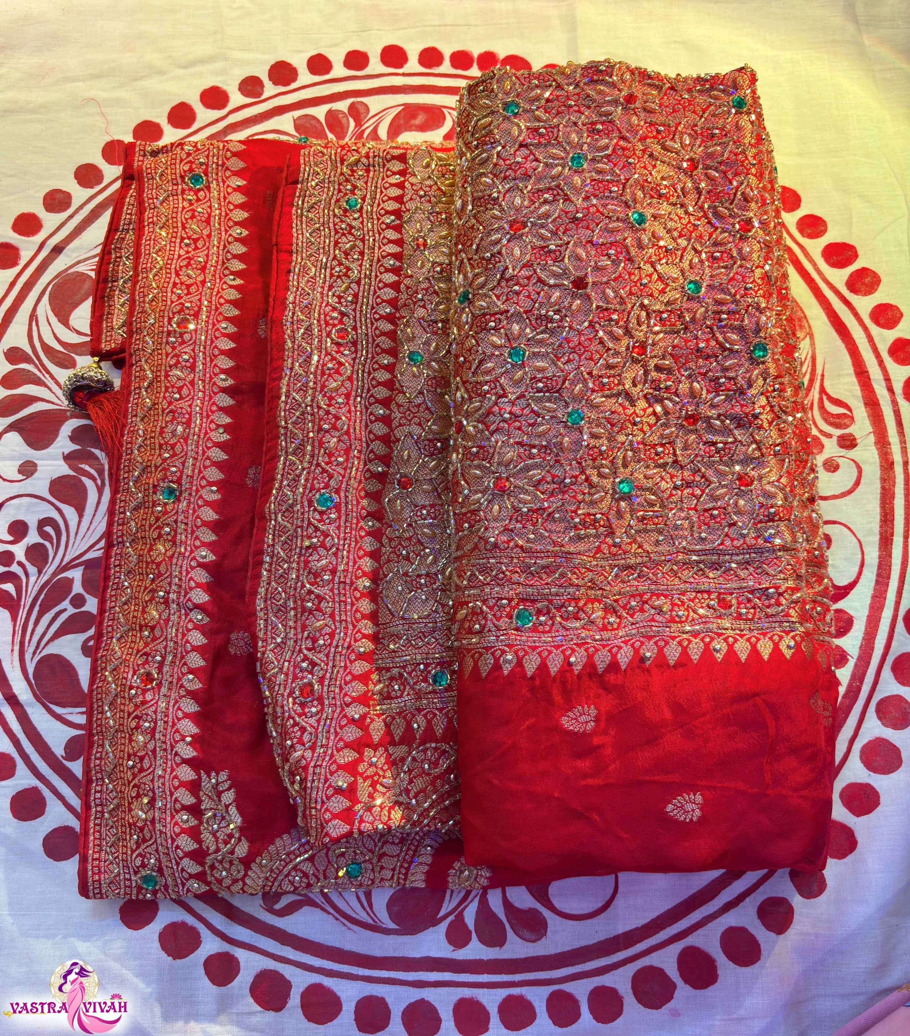 RED ORANGE DOLLA SILK SAREE