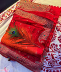 RED ORANGE DOLLA SILK SAREE