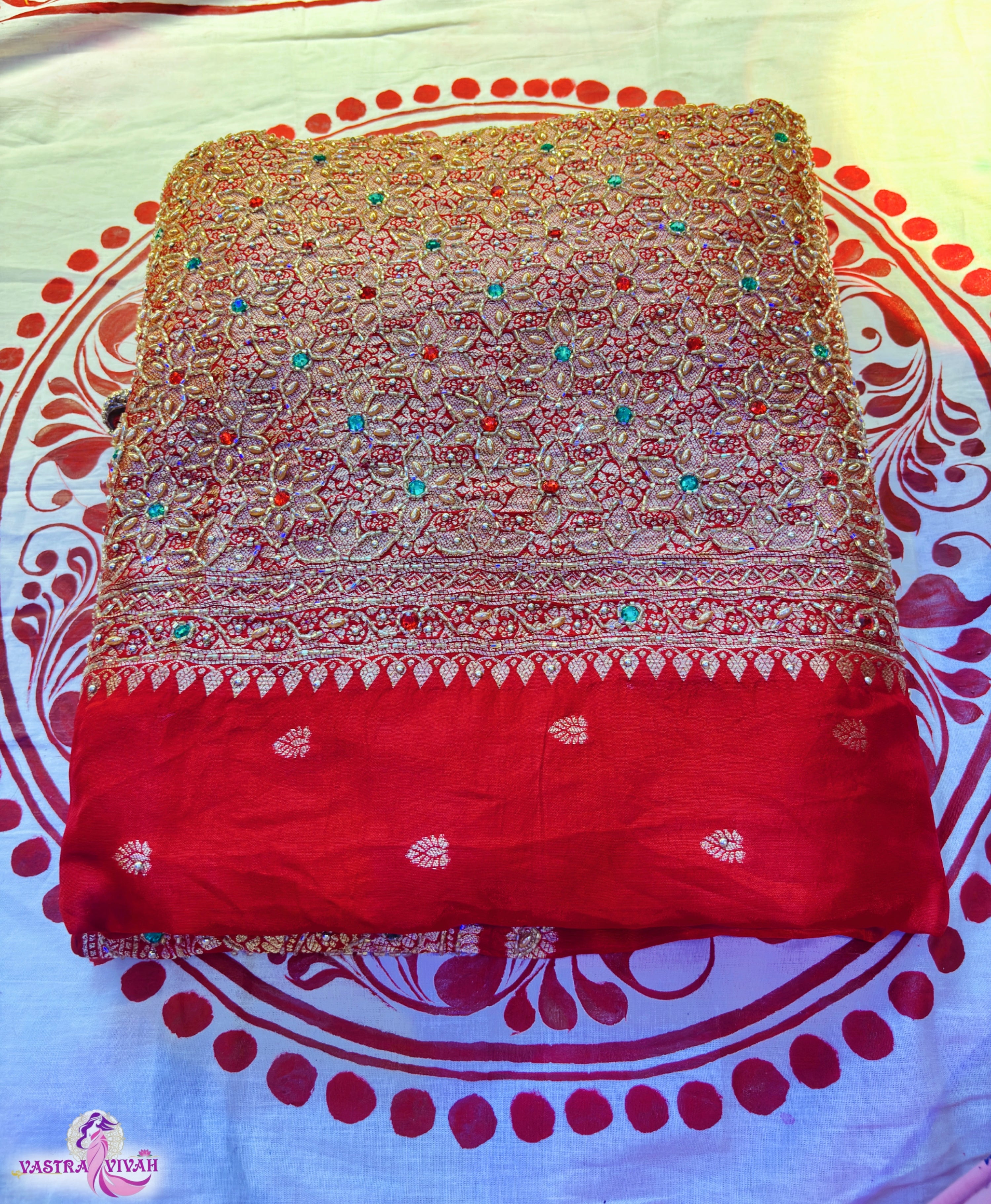 RED ORANGE DOLLA SILK SAREE