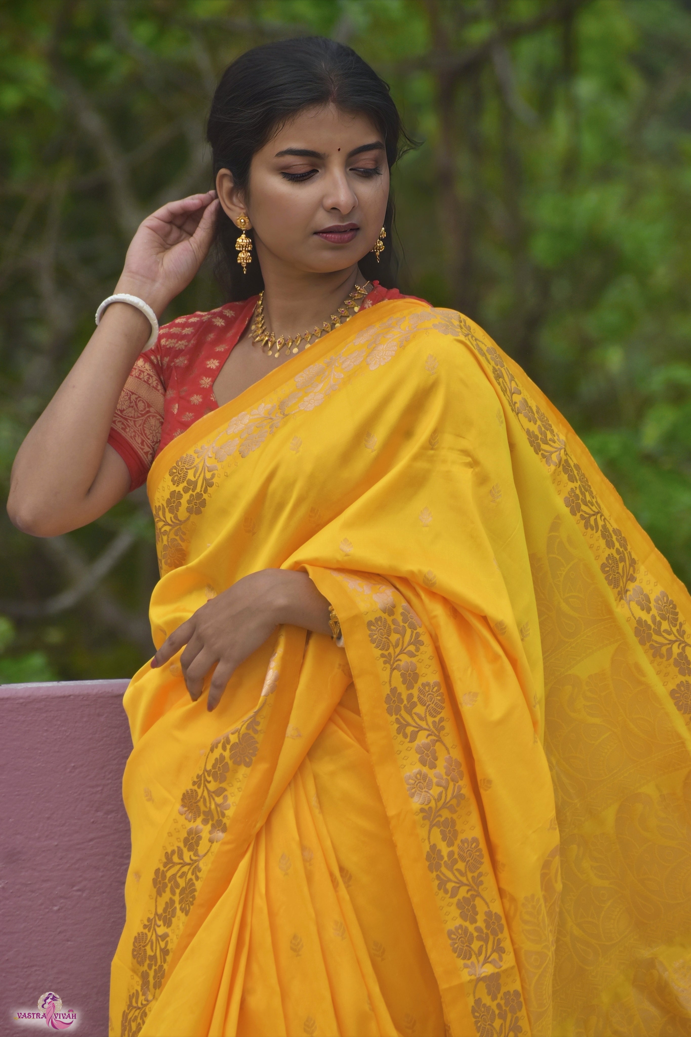 YELLOW SILK SAREE