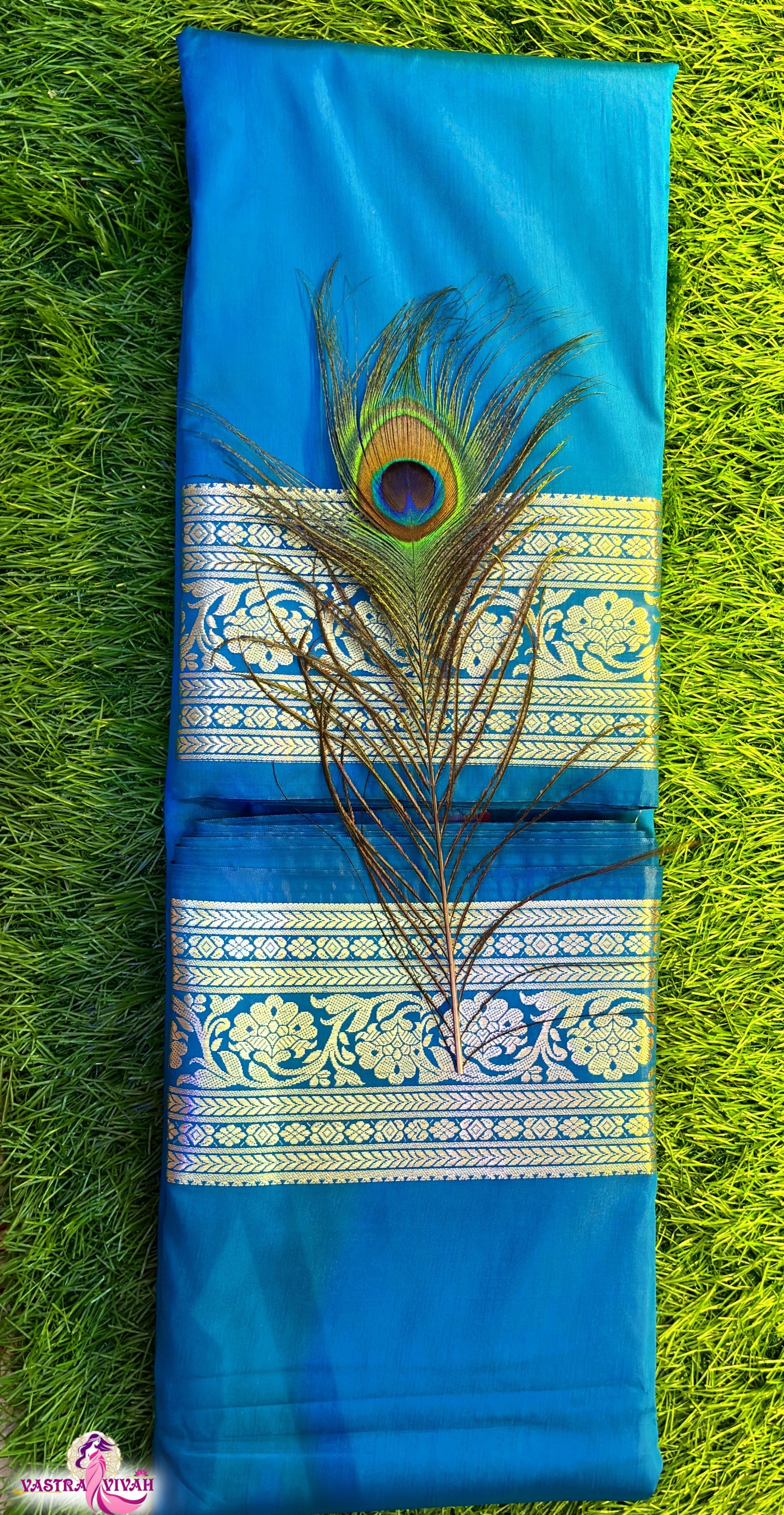 TEAL BLUE SILK SAREE