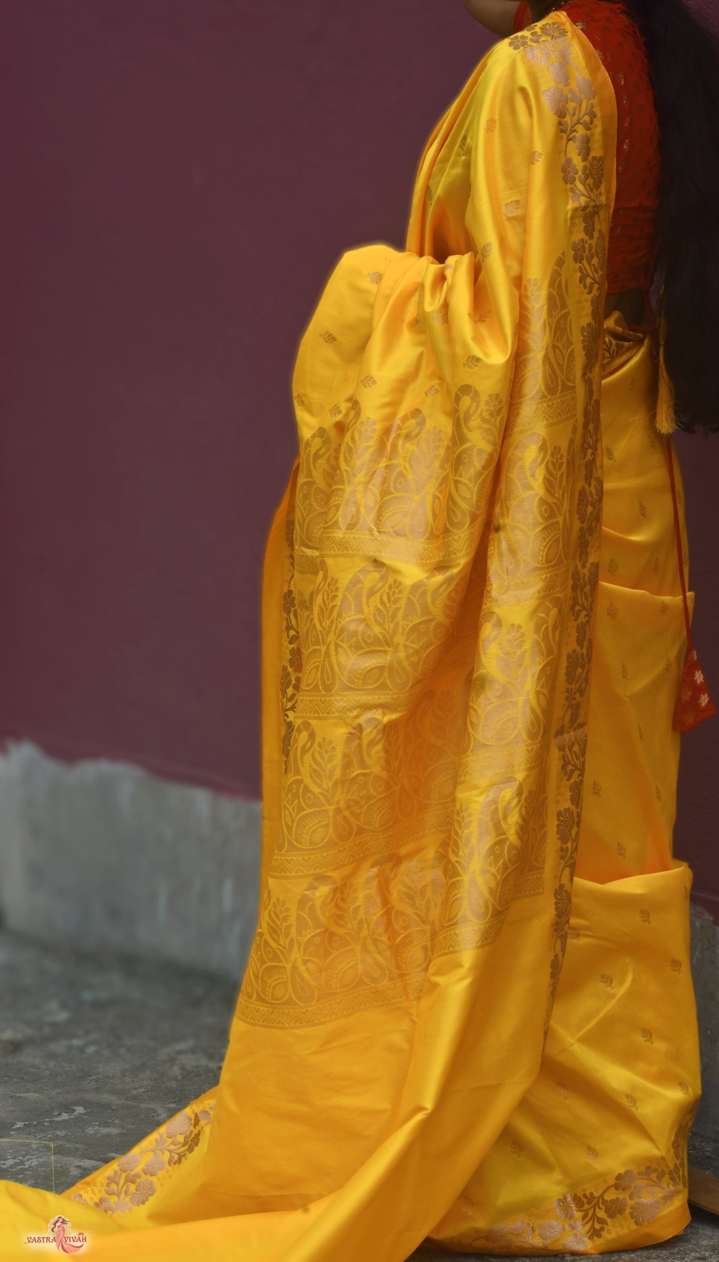 YELLOW SILK SAREE