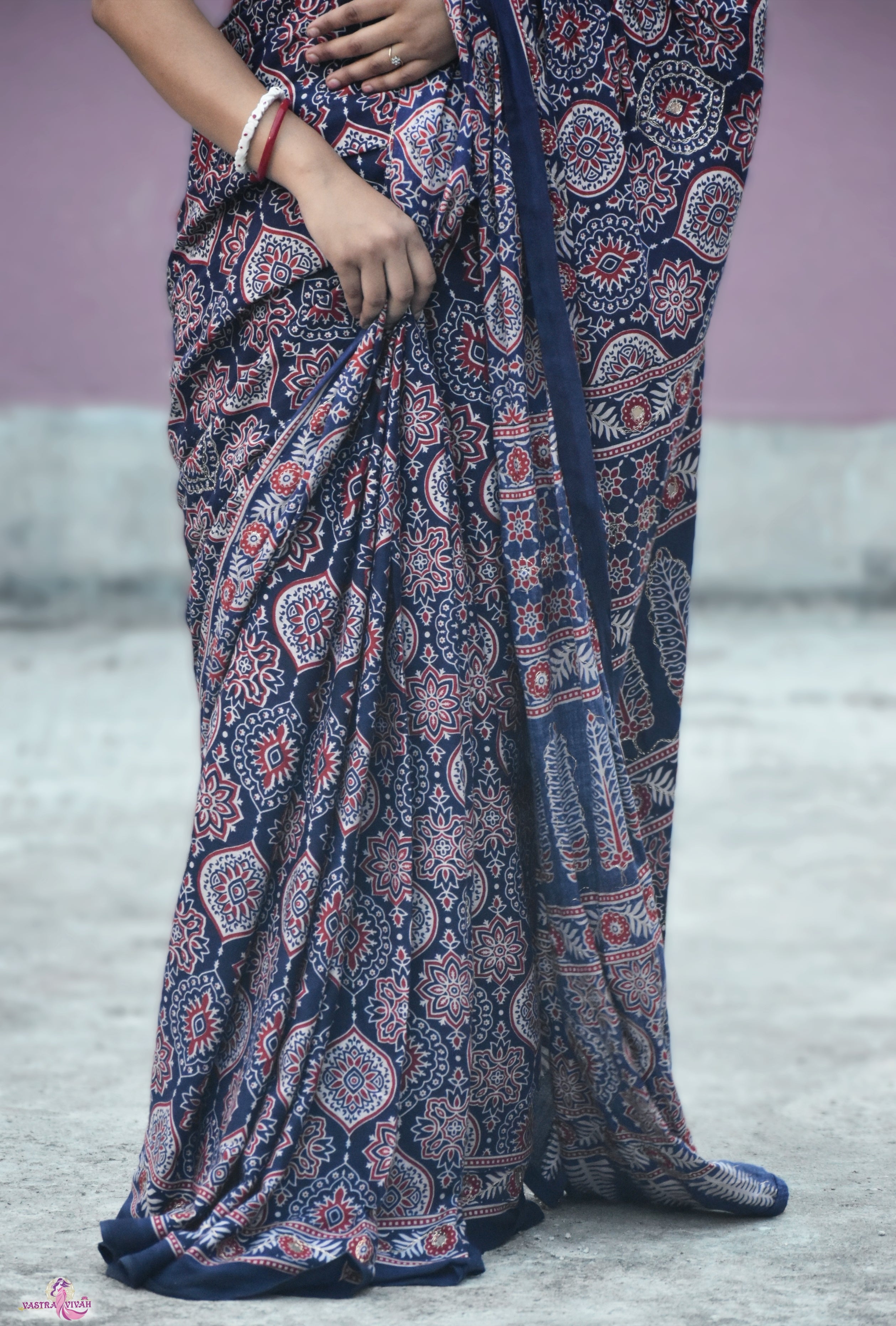 BLUE COTTON KALAMKARI SAREE