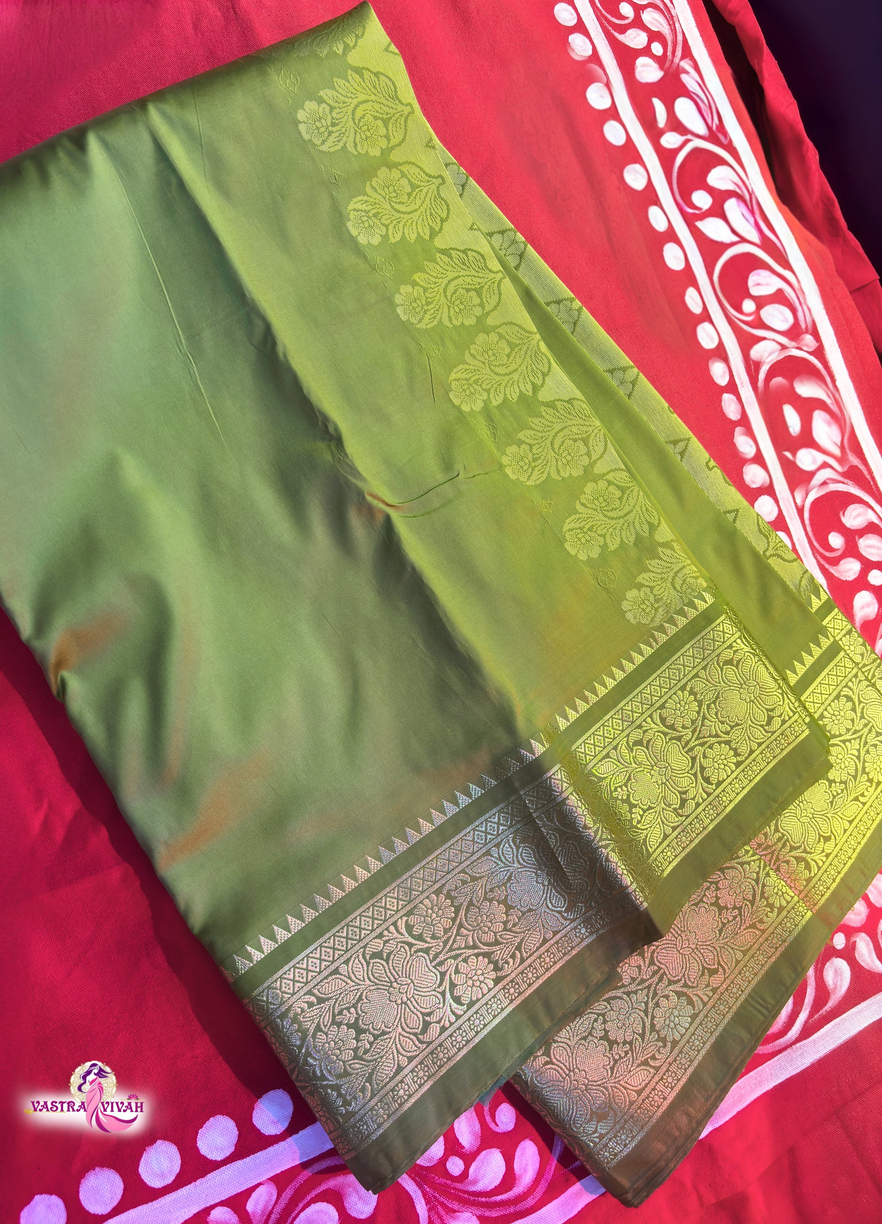 OLIVE GREEN SILK SAREE