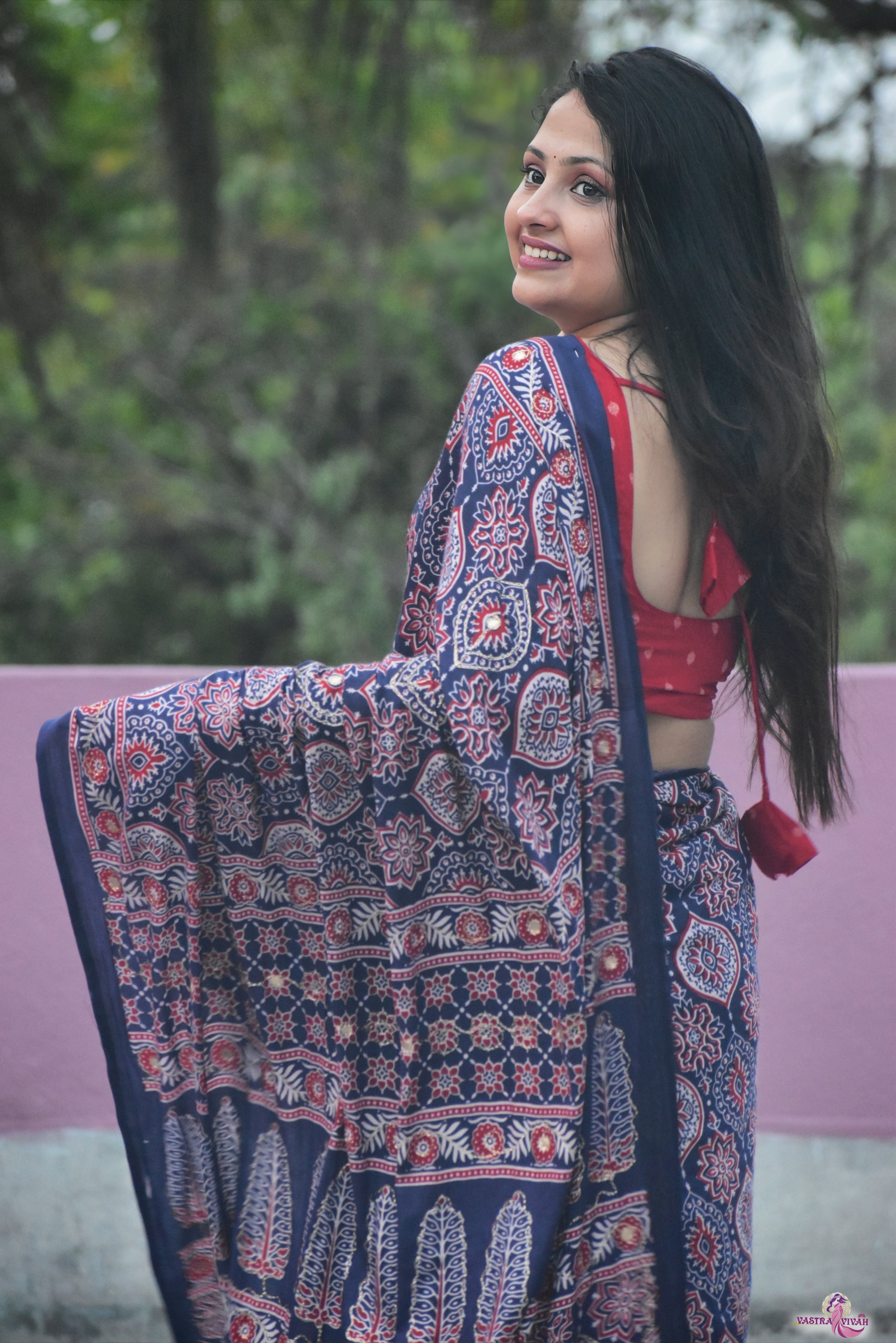 BLUE COTTON KALAMKARI SAREE