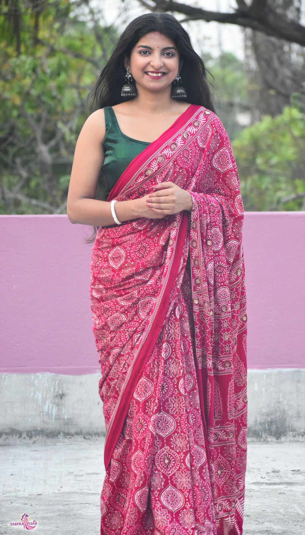 PINK COTTON KALAMKARI SAREE