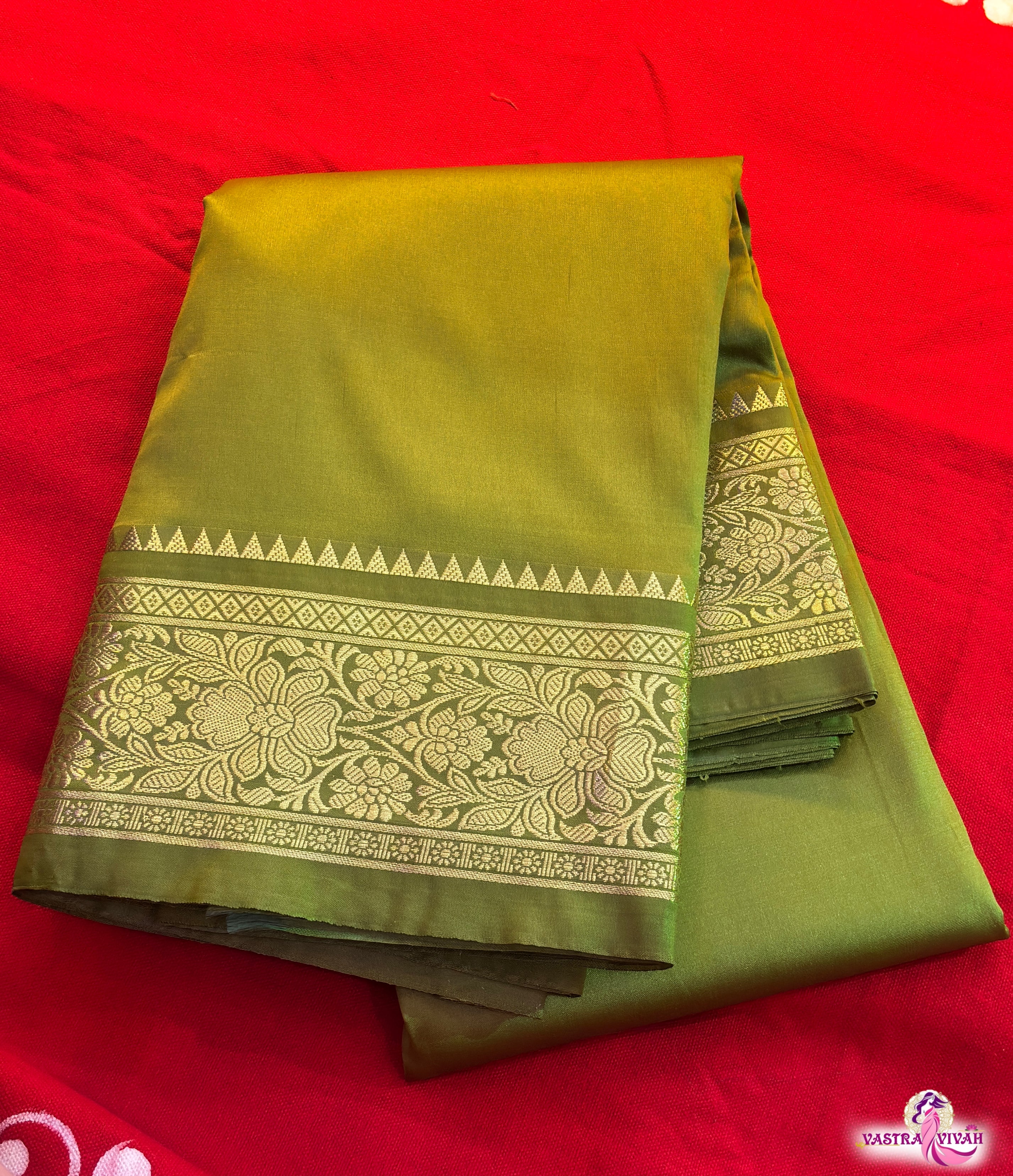 OLIVE GREEN SILK SAREE
