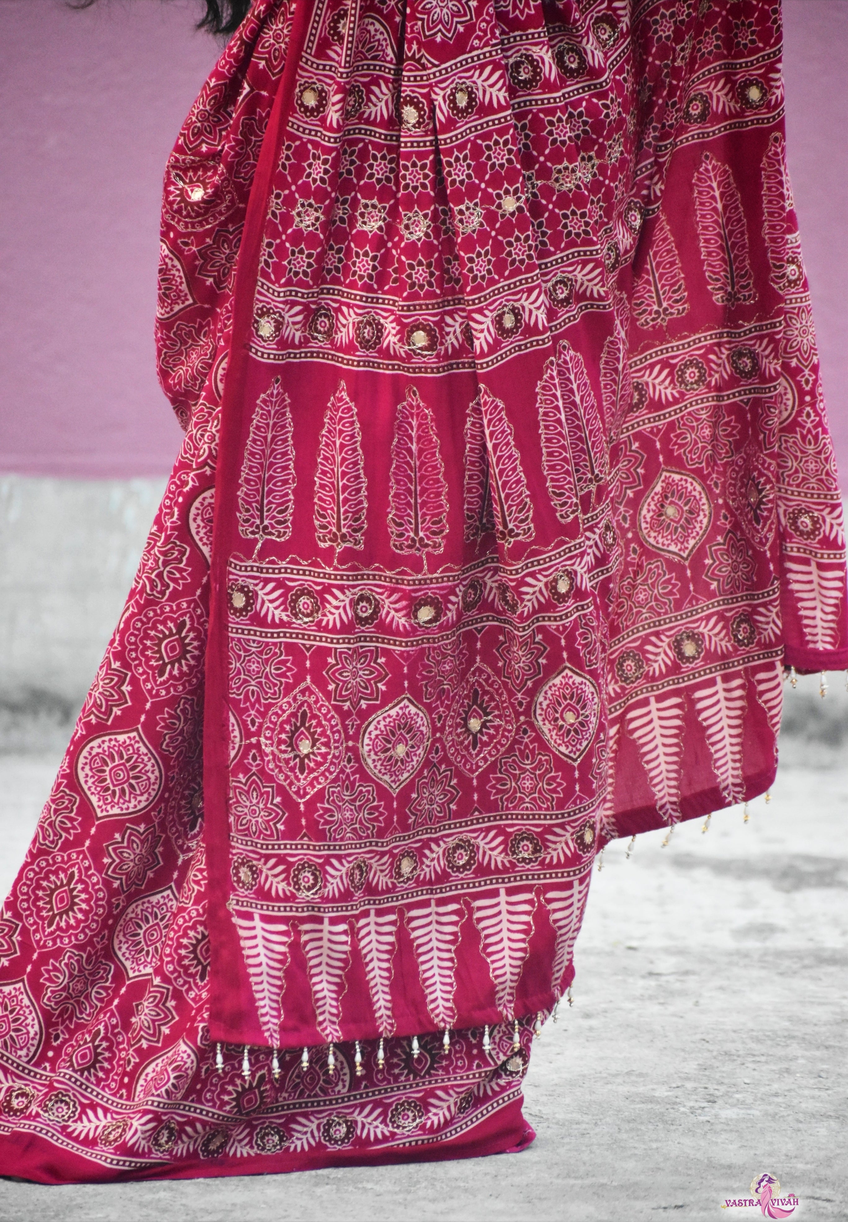 PINK COTTON KALAMKARI SAREE