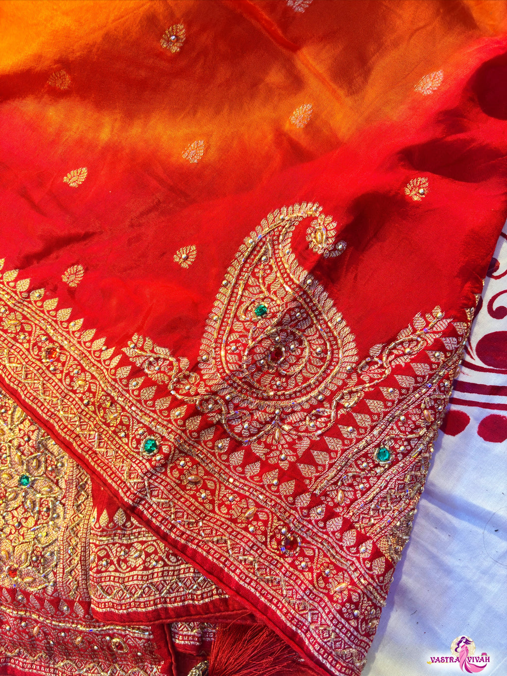 RED ORANGE DOLLA SILK SAREE