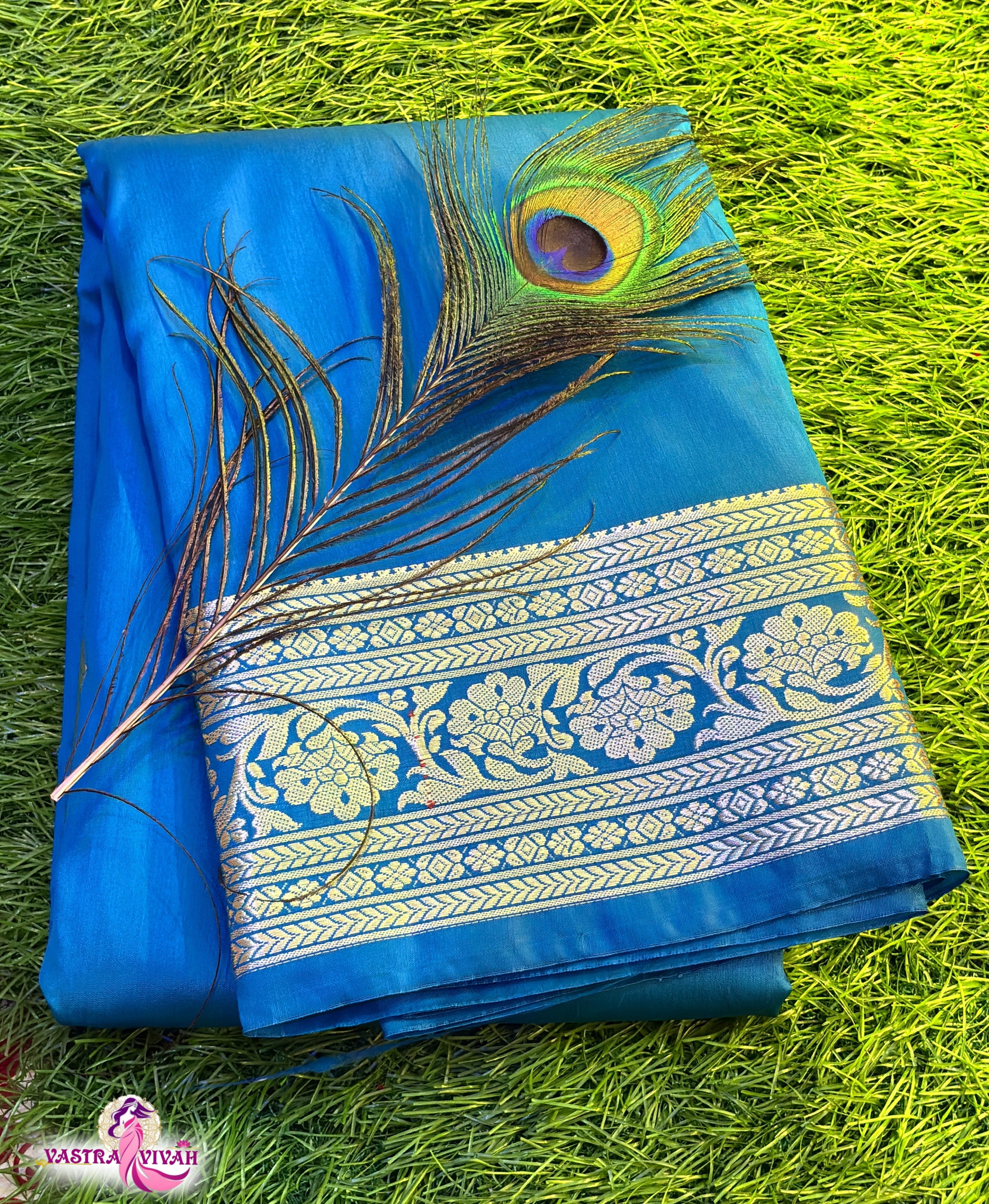 TEAL BLUE SILK SAREE