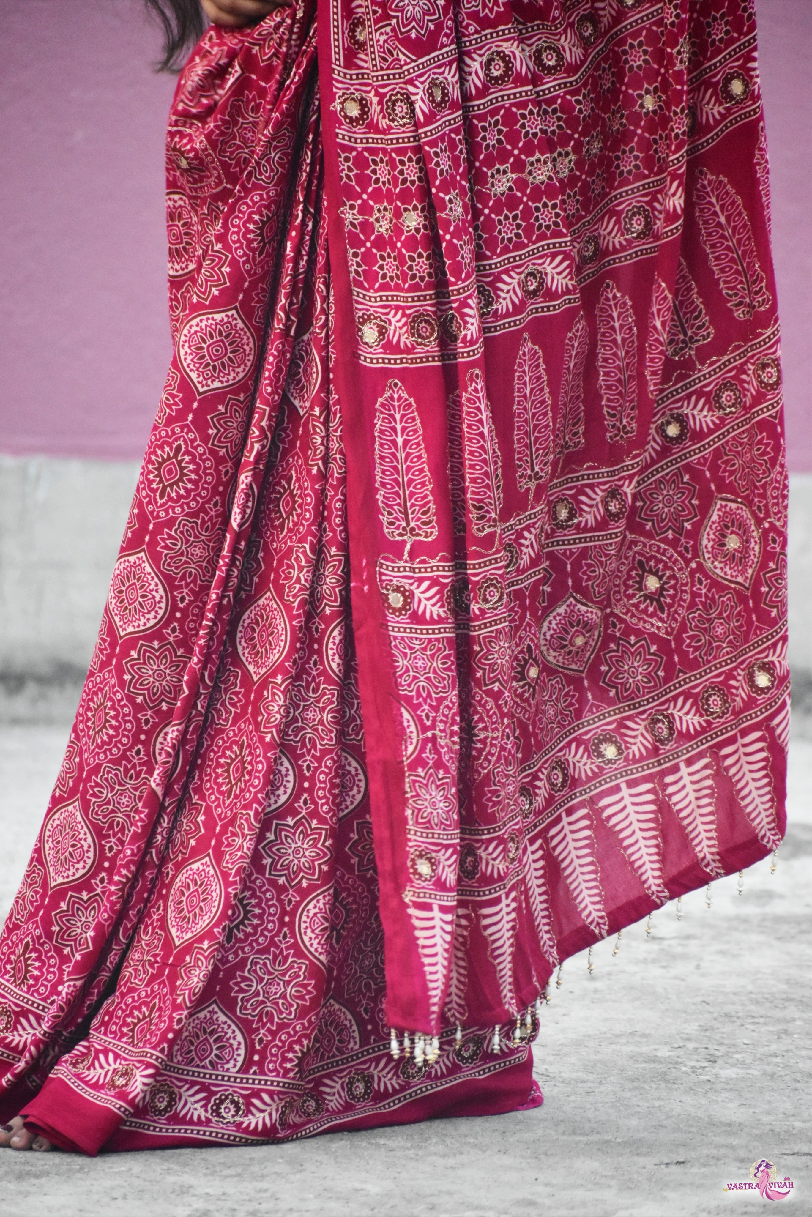 PINK COTTON KALAMKARI SAREE