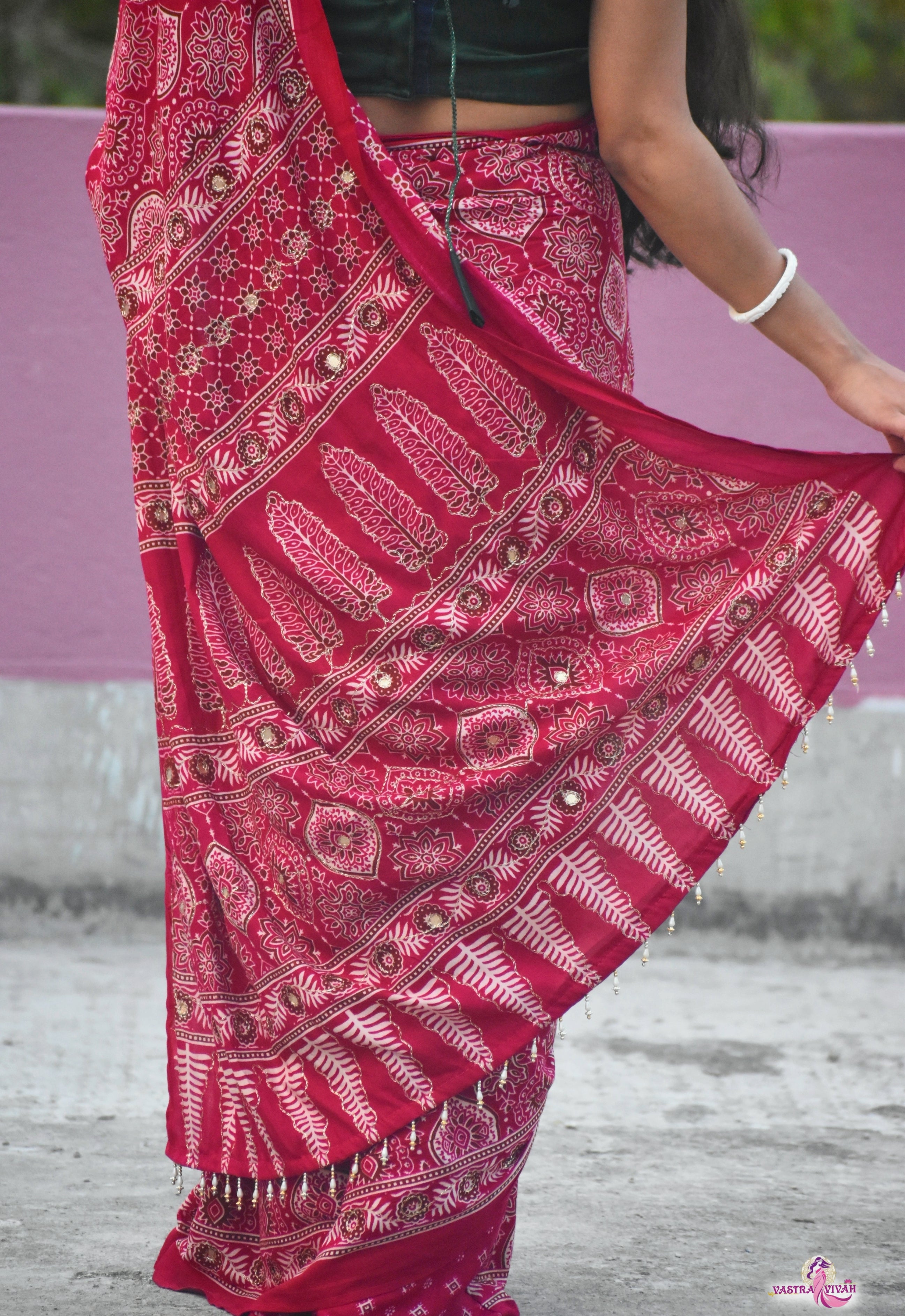 PINK COTTON KALAMKARI SAREE