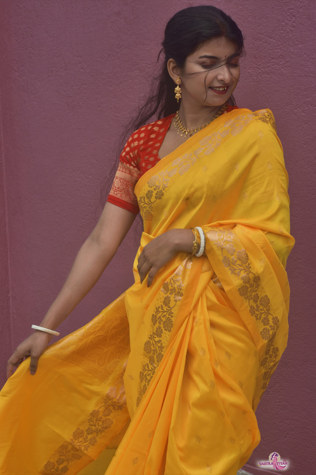 YELLOW SILK SAREE