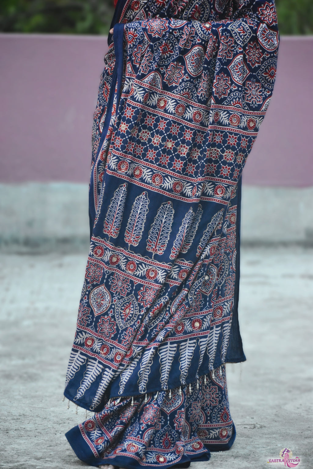 BLUE COTTON KALAMKARI SAREE